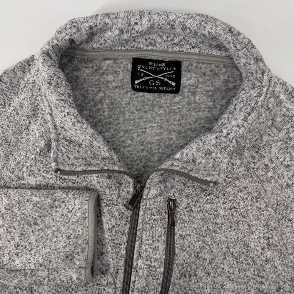 Grunt Style Sweater Fleece Jacket Mens 3XL Grey Marled Full Zip GS3568 Tactical